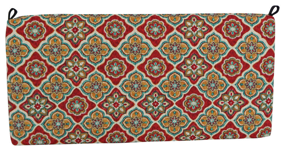 42"X19" Patterned Outdoor Spun Polyester Loveseat Cushion, Adonis Jewel