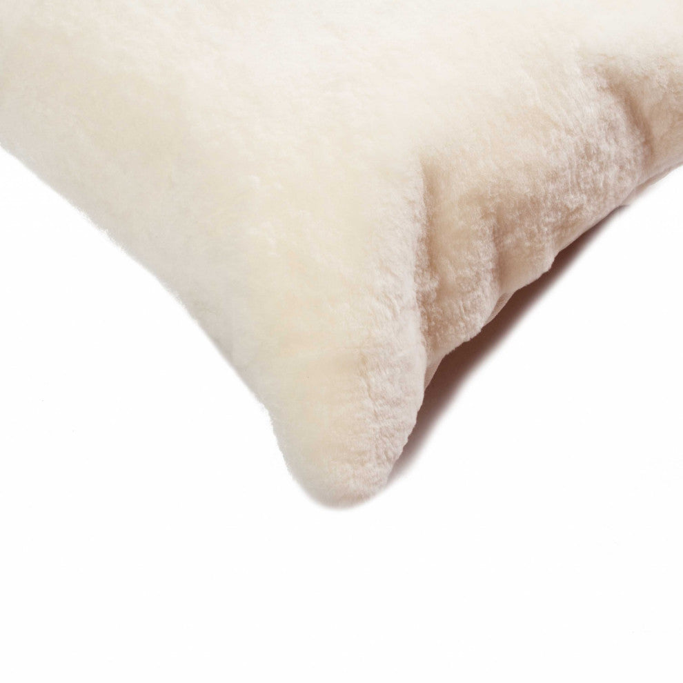 HomeRoots 18" x 18" Natural Sheepskin Set of 2 Pillows