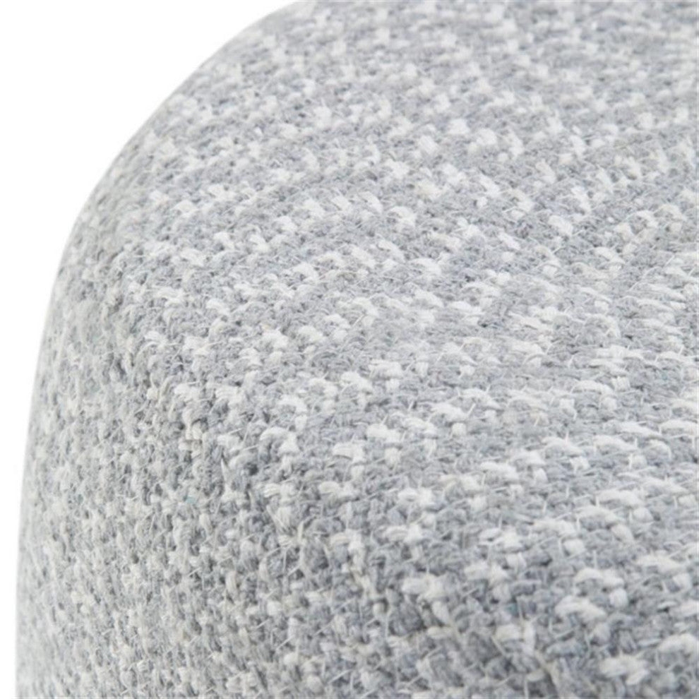 Simpli Home Bayley Boho Round Braided Pouf in Blue and Natural Cotton