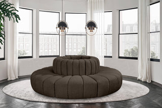 Arc Upholstered Outward Curved Modular Sectional, Brown, 8-Piece: Reverse Corner (8), Boucle Fabric