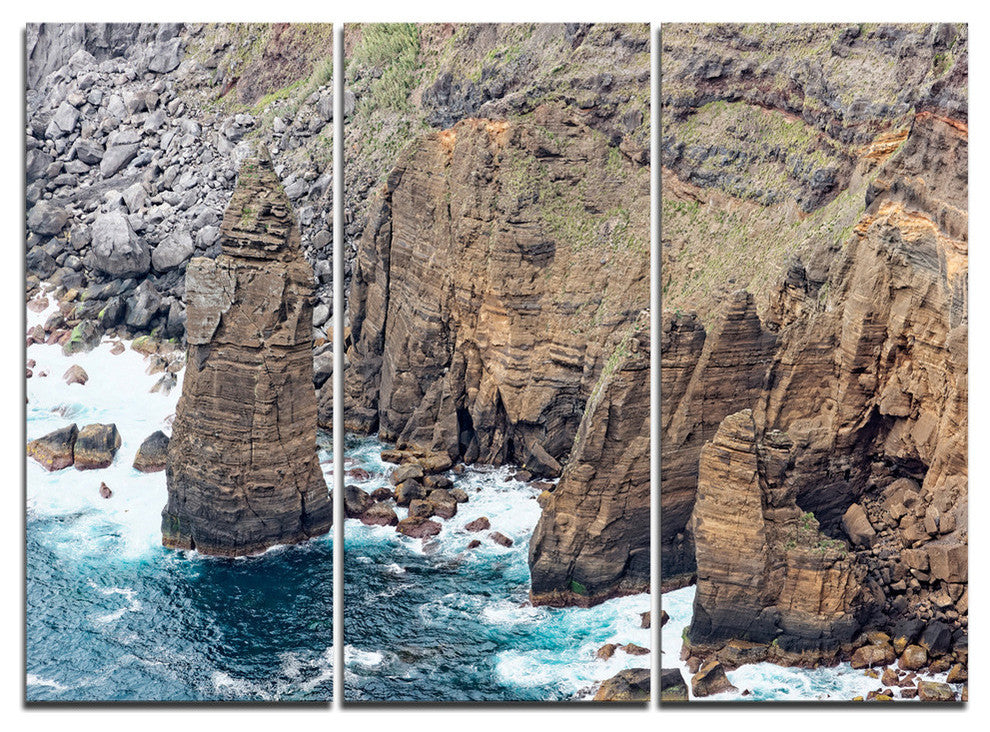 "Heave Rocks in Azores Beach" Metal Wall Art, 3 Panels, 36"x28"