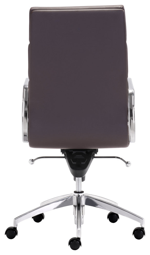 Chrome and White Faux Leather Leather High Back Office Chair