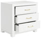 Contemporary White 3-Drawer Greek Key Nightstand