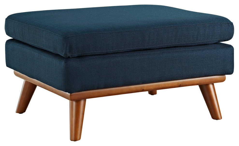 Modern Azure Engage Upholstered Fabric Ottoman