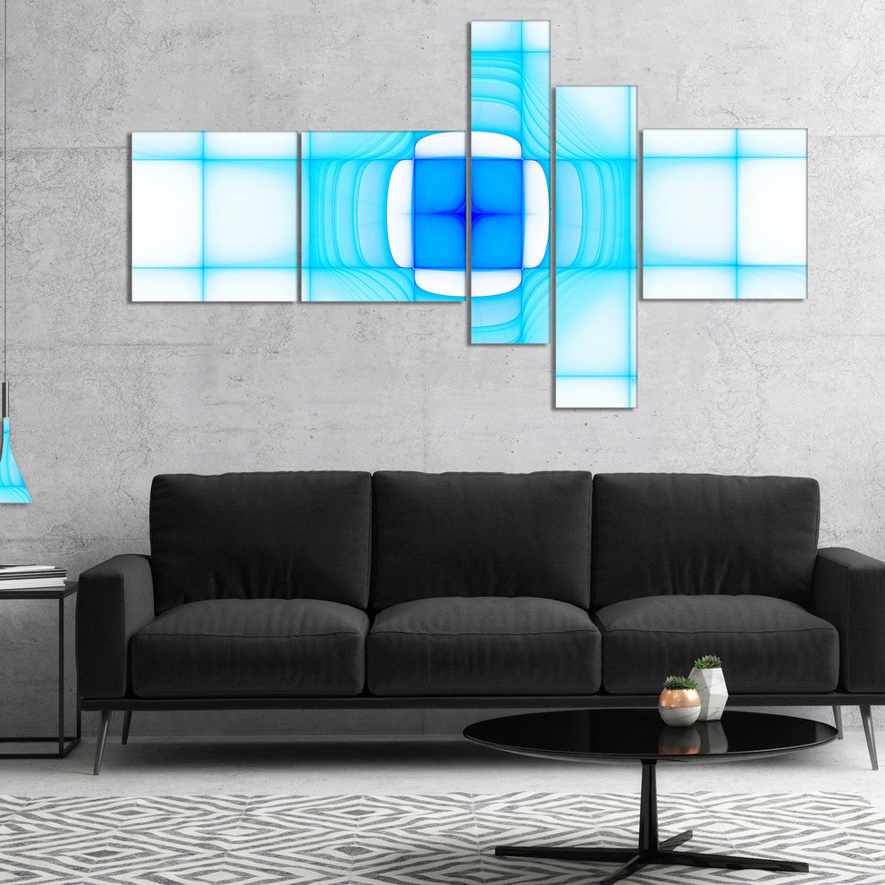 Blue Thermal Infrared Visor, Abstract Canvas Art Print, 60"x32", 5 panels