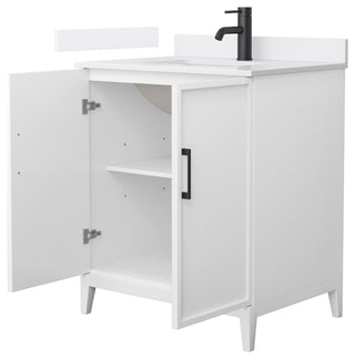 Elan 30" Single Vanity, White, White Cultured Marble Top, Black Trim