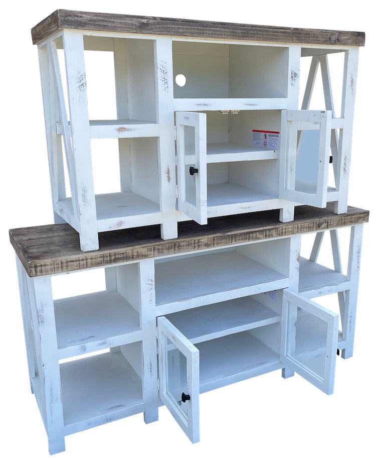Media Console With Glass Doors, White, 64