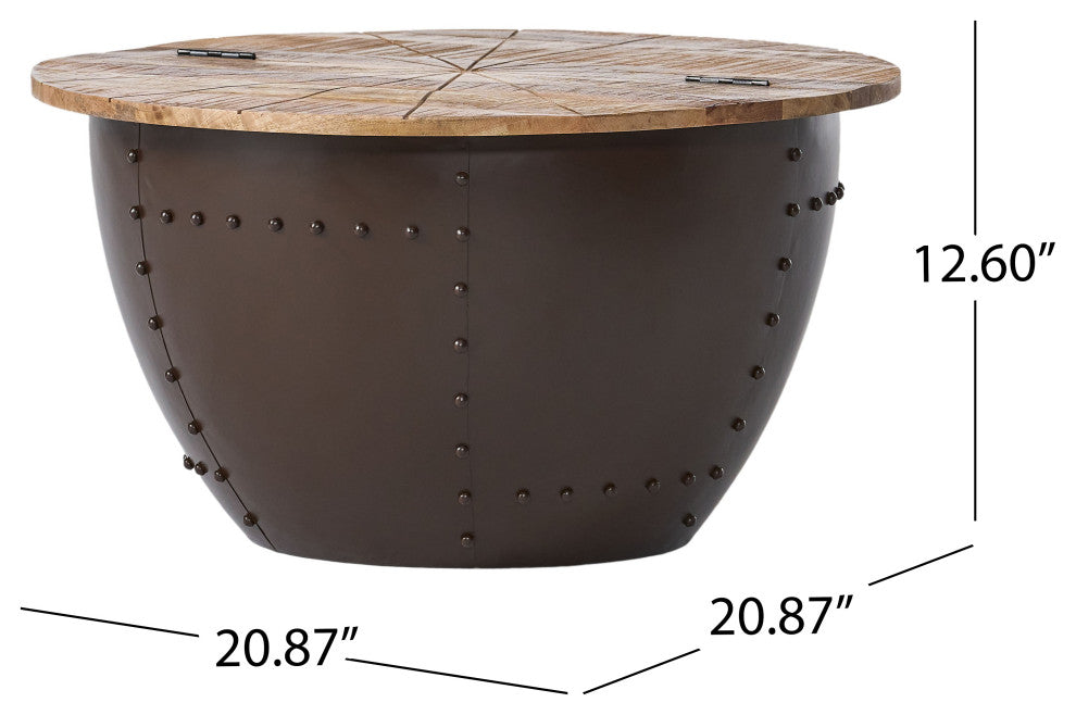 Bacall  Handcrafted Boho Mango Wood and Iron Accent Table