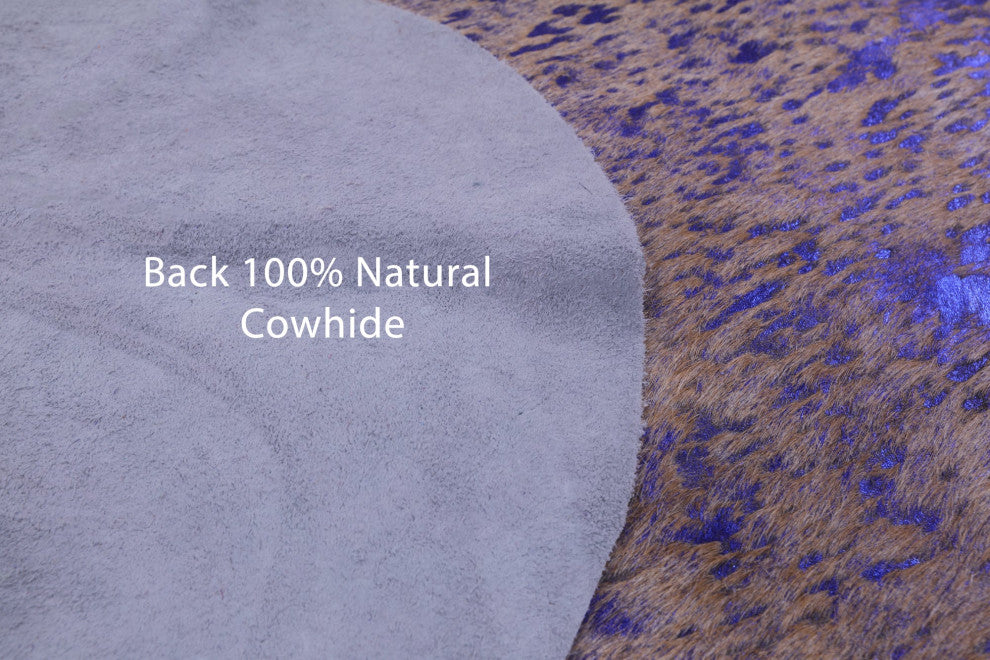 Blue Metallic Cowhide Rug 6' 8" X 6' 6" C2143