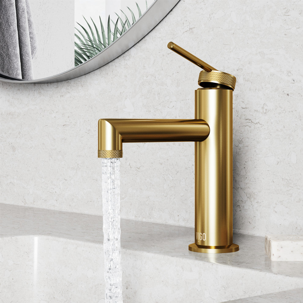 VIGO Sterling 7" H Single Handle Single Hole Bathroom Faucet, Matte Brushed Gold, Without Extras