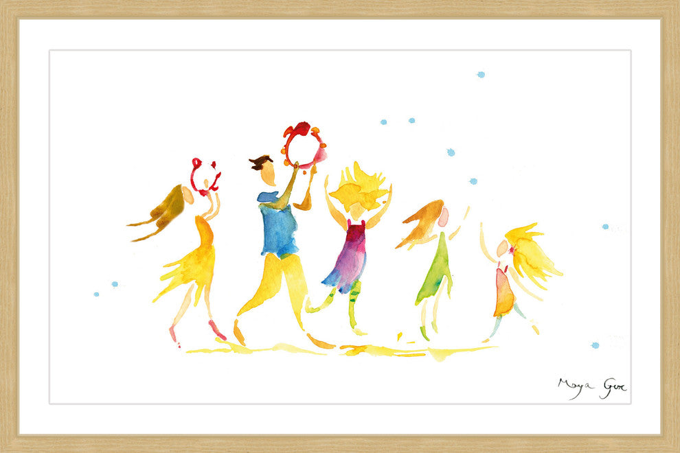 Marmont Hill, "Dancing Family" by Maya Gur Framed Painting Print, 18x12