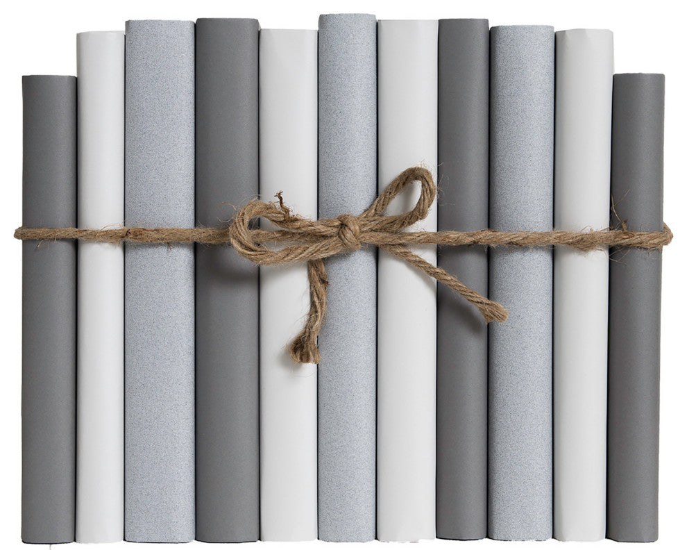 Decorative Books - Granite Paper Wrapped Book Bundle - 1 foot of Grey Books