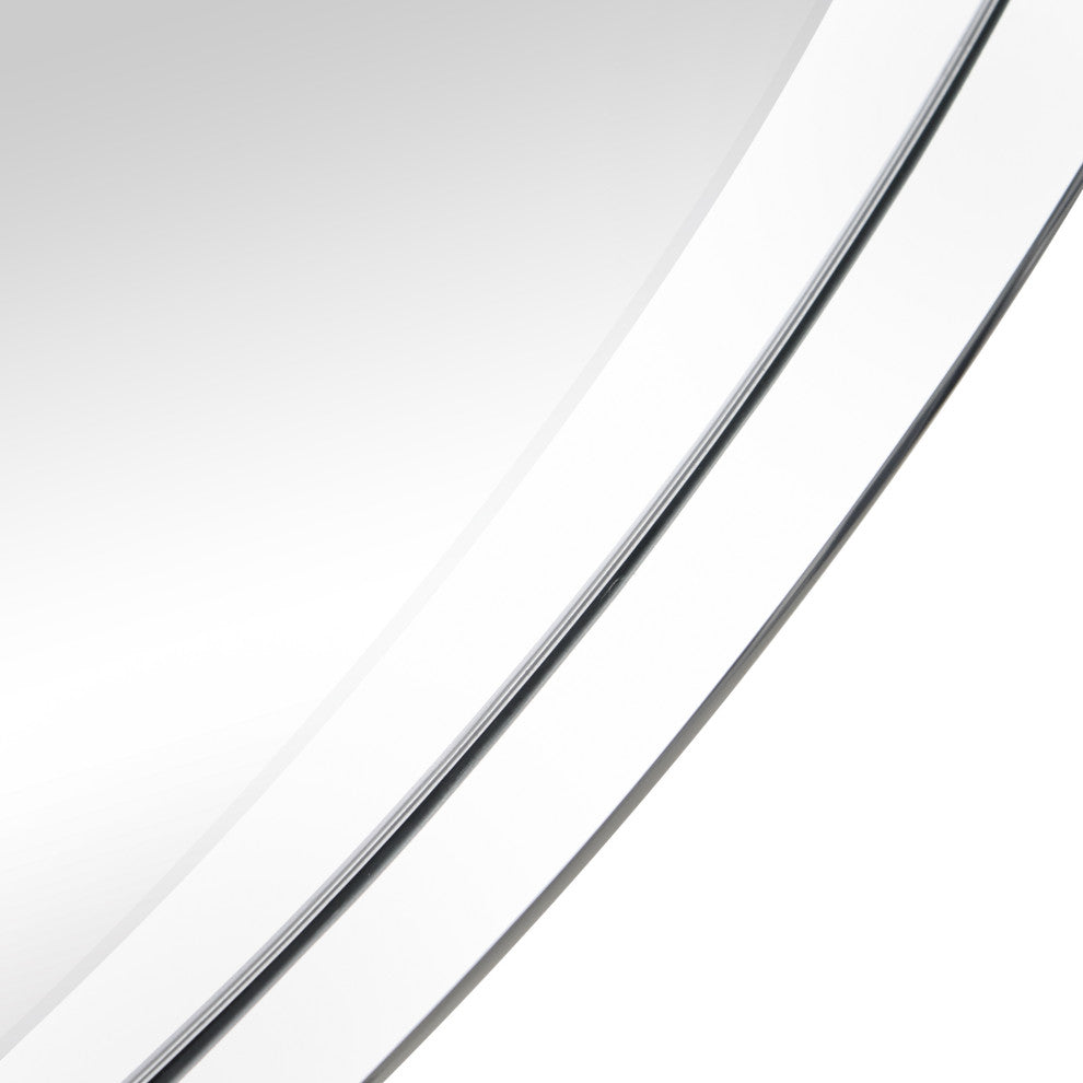 Ultra Stainless Steel Round Wall Mirror- 30"x30", Polished Silver