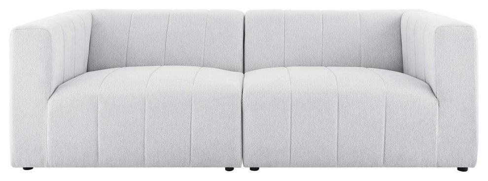 Loveseat Sofa, Fabric, Ivory White, Modern, Living Lounge Hotel Hospitality