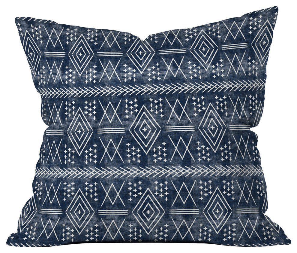 Little Arrow Design Co Vintage Moroccan On Blue Throw Pillow, 16"x16"