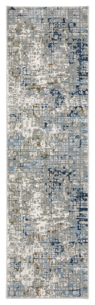 Emery Distressed Blue/Ivory Indoor Area Rug, 2'3" x 7'6"