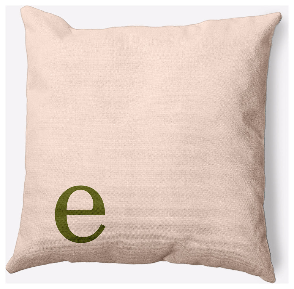 18" x 18" Modern Monogram Indoor/Outdoor Polyester Throw Pillow, Olive