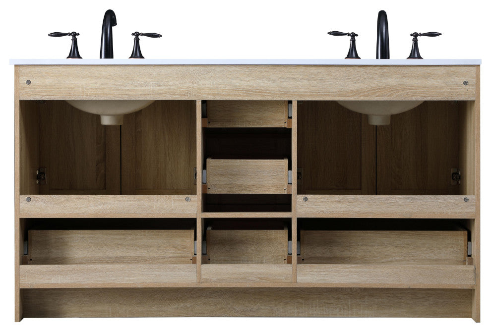 Home Living 60" Double Bathroom Vanity, Mango Wood