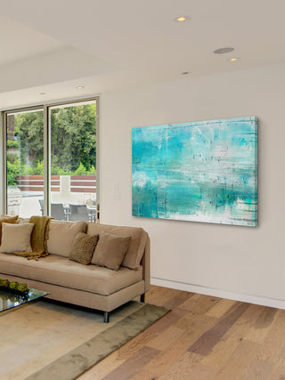 "Aqua Surf" Painting Print on Wrapped Canvas, 36"x24"