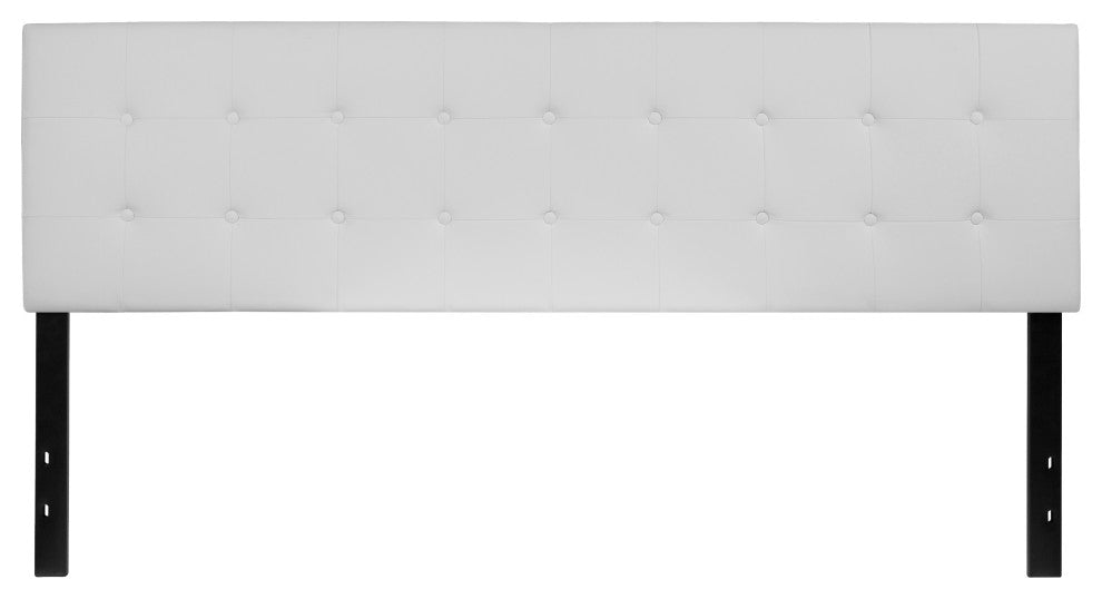 Lennox Tufted Upholstered King Size Headboard in White Vinyl