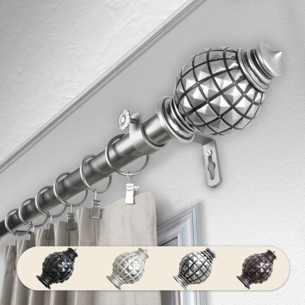 Nova 1" Curtain Rod, Satin Nickel, 160-240"