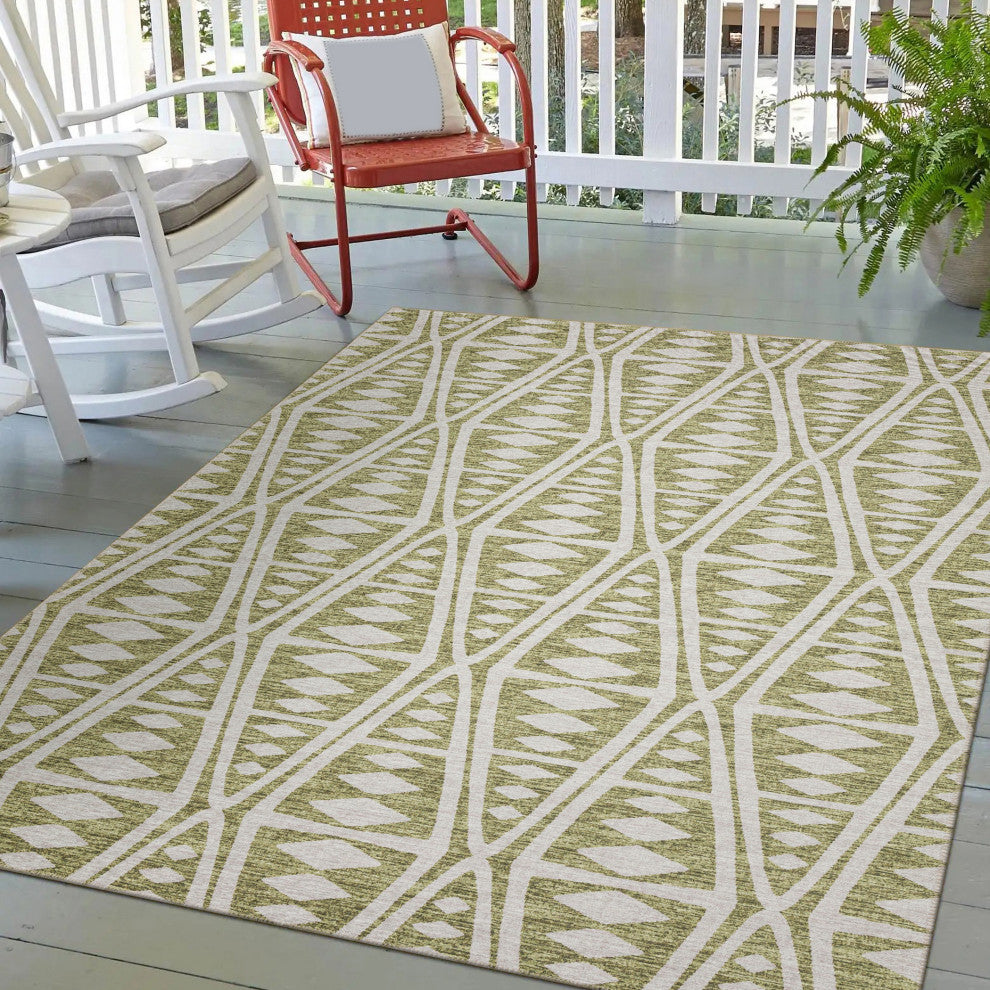 Indoor/Outdoor Sedona SN6 Moss Machine Washable 3' x 5' Rug