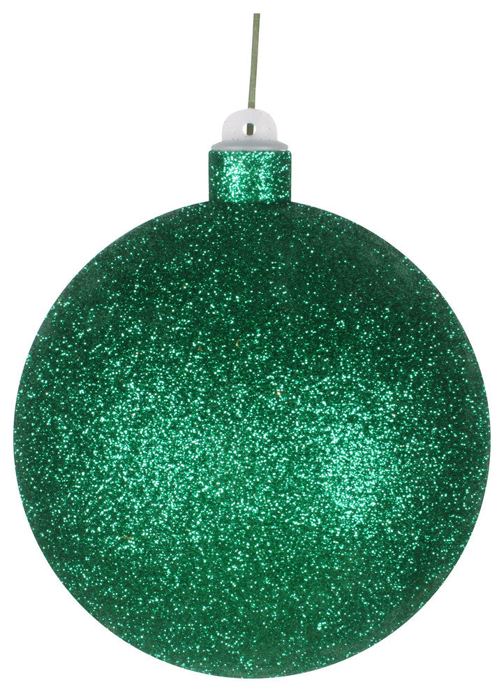 120Mm 5" Green Glitter Ball Ornament With Wire