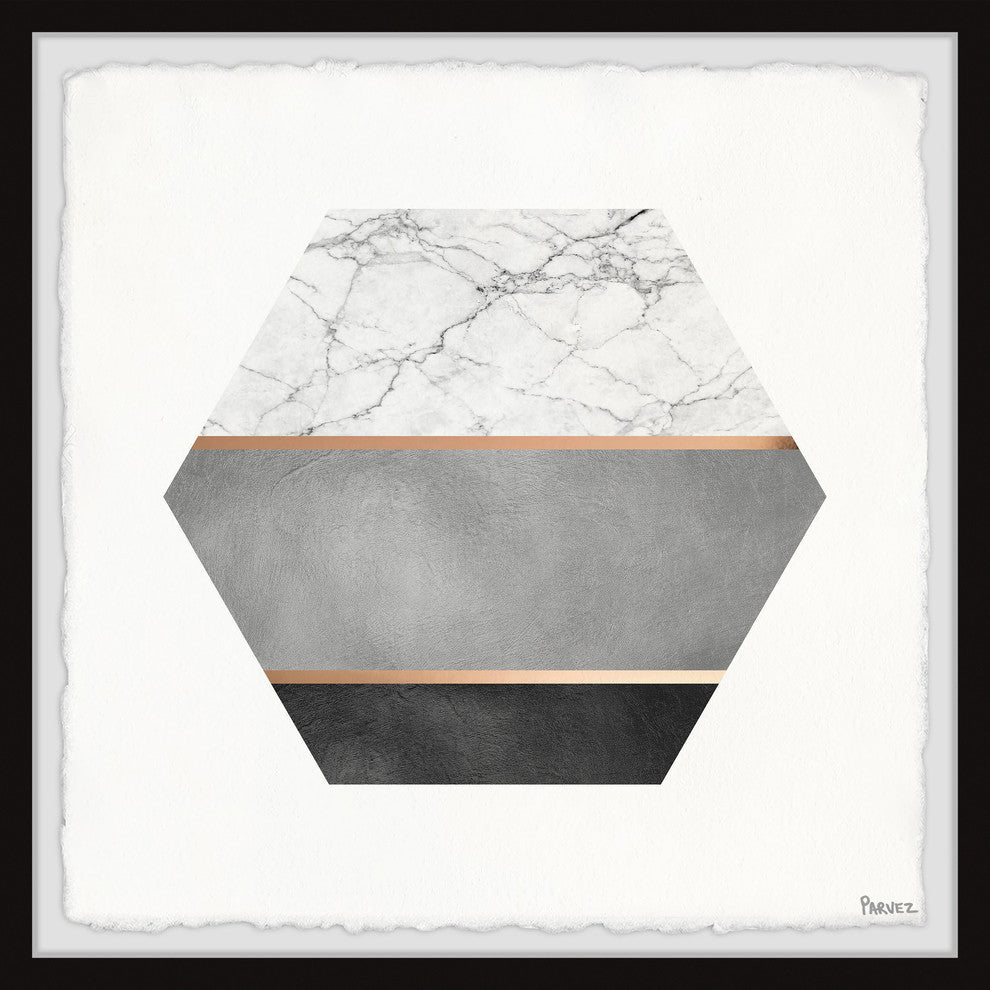 "Hexagon Marble" Framed Painting Print, 18"x18"