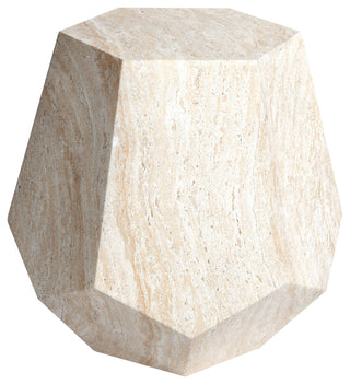 Geaometric Travertine Stone Finish Italian Design MgO Side Accent Table