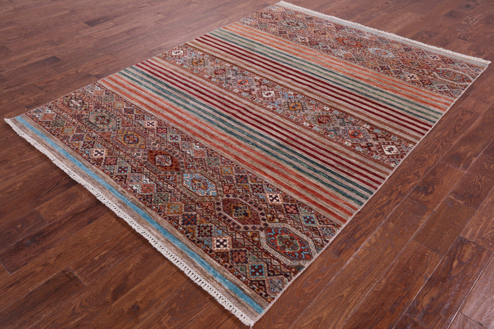5' 10" X 7' 10" Hand-Knotted Super Kazak Khorjin Wool Rug Q11221