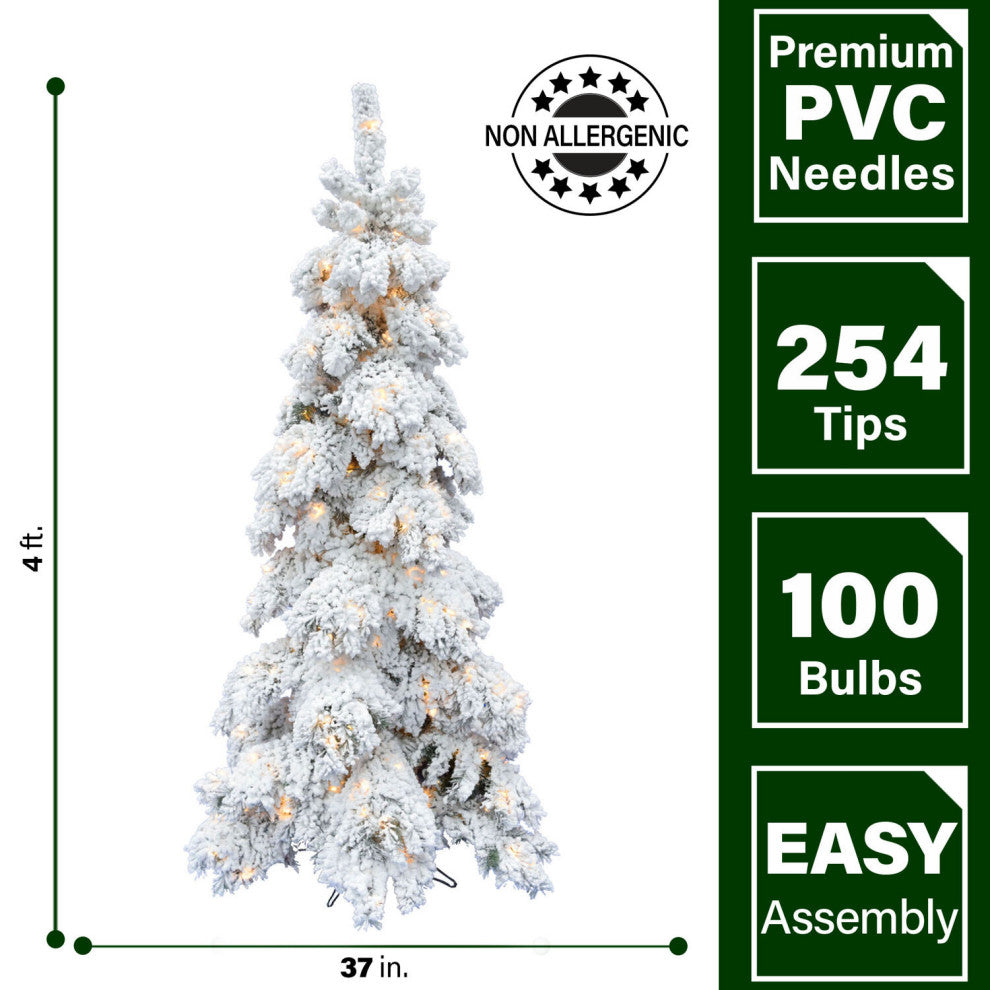 4-Ft. Elk Mountain Snow Flocked Tree With Warm White LED Lights