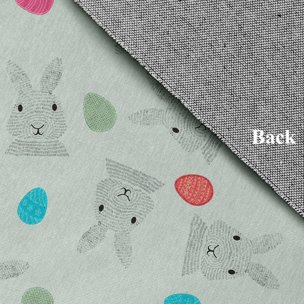 Bunnies and Eggs Easter Chenille Rug, Breezeway Green, 2'x3'
