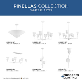 Pinellas Collection 6-Light Contemporary Chandelier, White Plaster