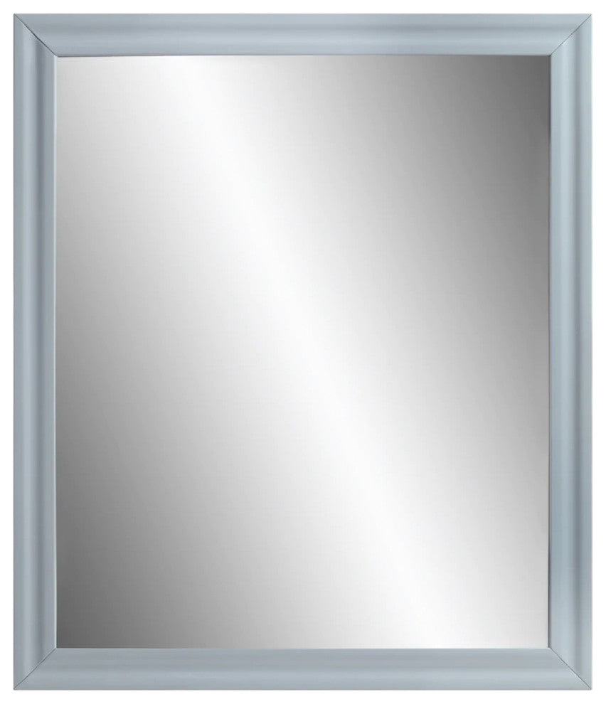 Benzara BM275527 Tyra 39" Wall Mirror, Rectangular Wood Frame, Gray