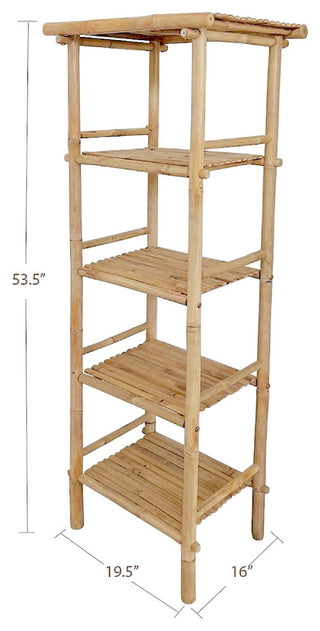 Bamboo 5-tier Free Standing Bookcase Storage Shelf Organizer