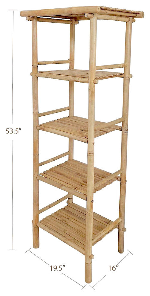 Bamboo 5-tier Free Standing Bookcase Storage Shelf Organizer