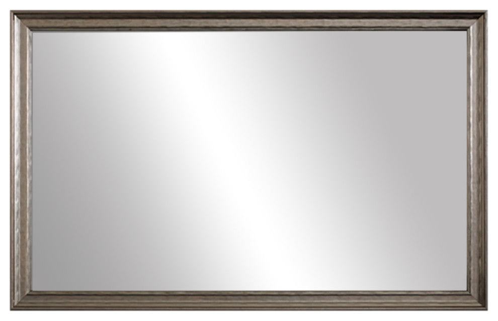 Crenshaw Framed Wall Mirror, Pewter, 34"x44"
