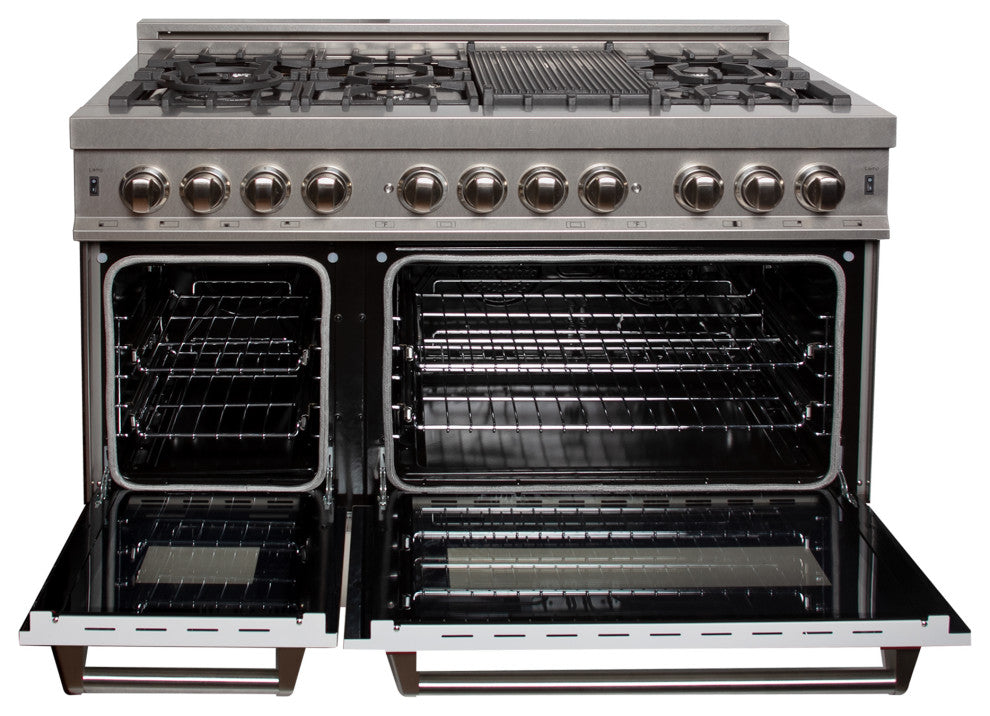 ZLINE 48 Dual Fuel Range With Griddle and White Matte Door