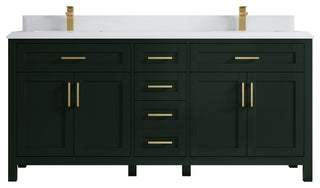 Cambridge 72 Double Sink Bath Vanity in Dark Forest Green 1.5" White Quartz
