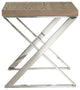 HomeRoots 22" Antique Ash Veneer and Steel End Table