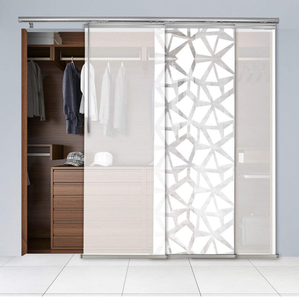 Scattered-Navajo White Panel Track Room Divider Vertical Blinds 94"Hx36-66"W