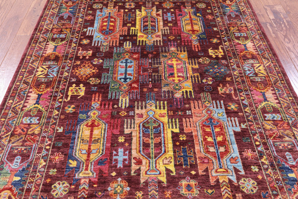 4' 10" X 6' 8" Tribal Fine Serapi Handmade Wool Rug - Q12503