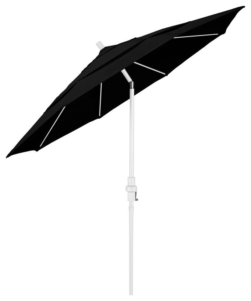 11' Matted White Collar Tilt Lift Fiberglass Rib Aluminum Umbrella, Pacifica, Black