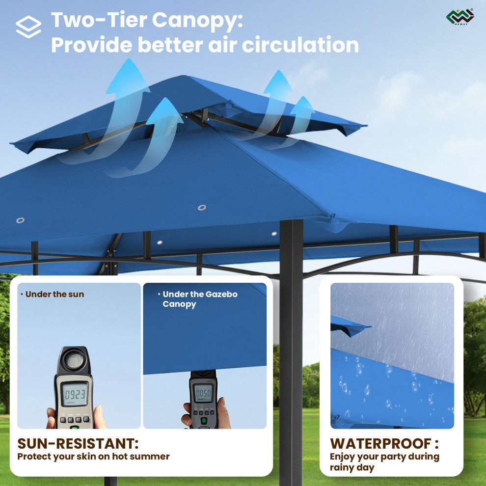 MEWAY 8x5 Grill Gazebo 2-Tiered Outdoor BBQ Canopy Tent, Royal Blue, 8x5