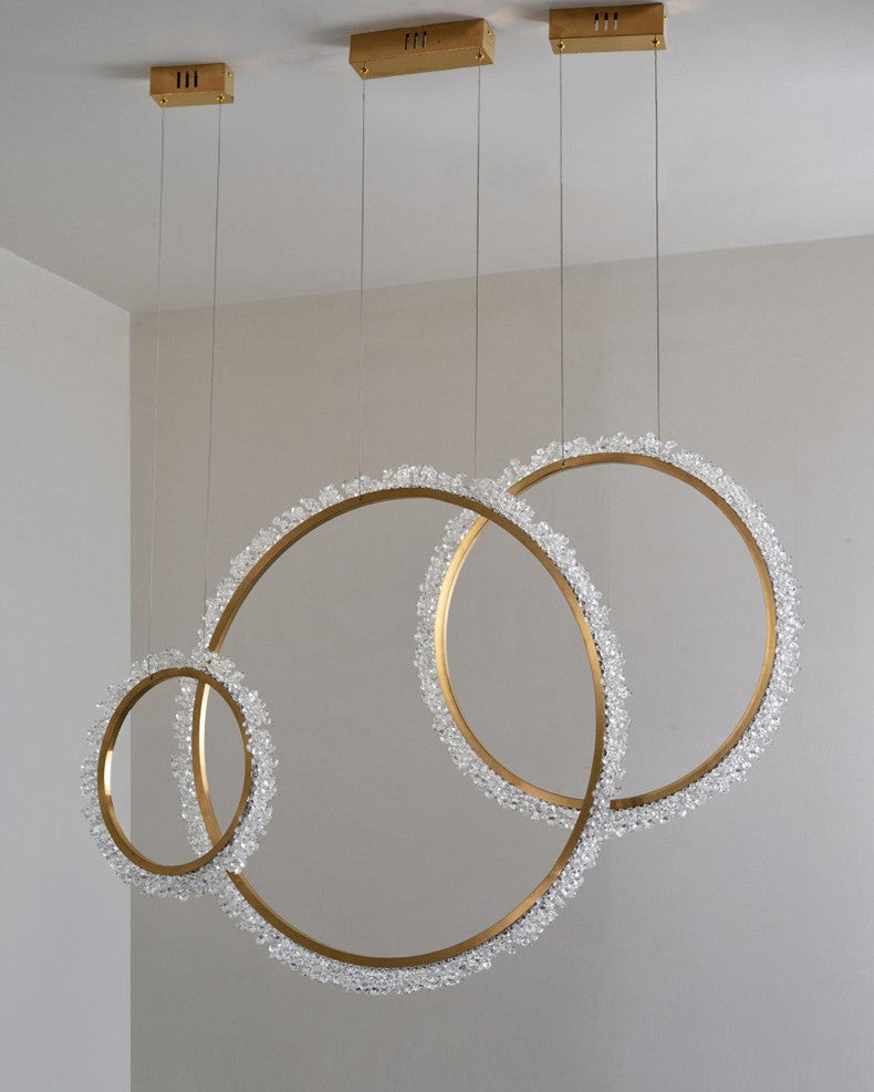 MIRODEMIÂ® Aarau | Crystal Pendant Light in the Shape of Rings, Dia15.7+23.6+31.5", Remote Dimming