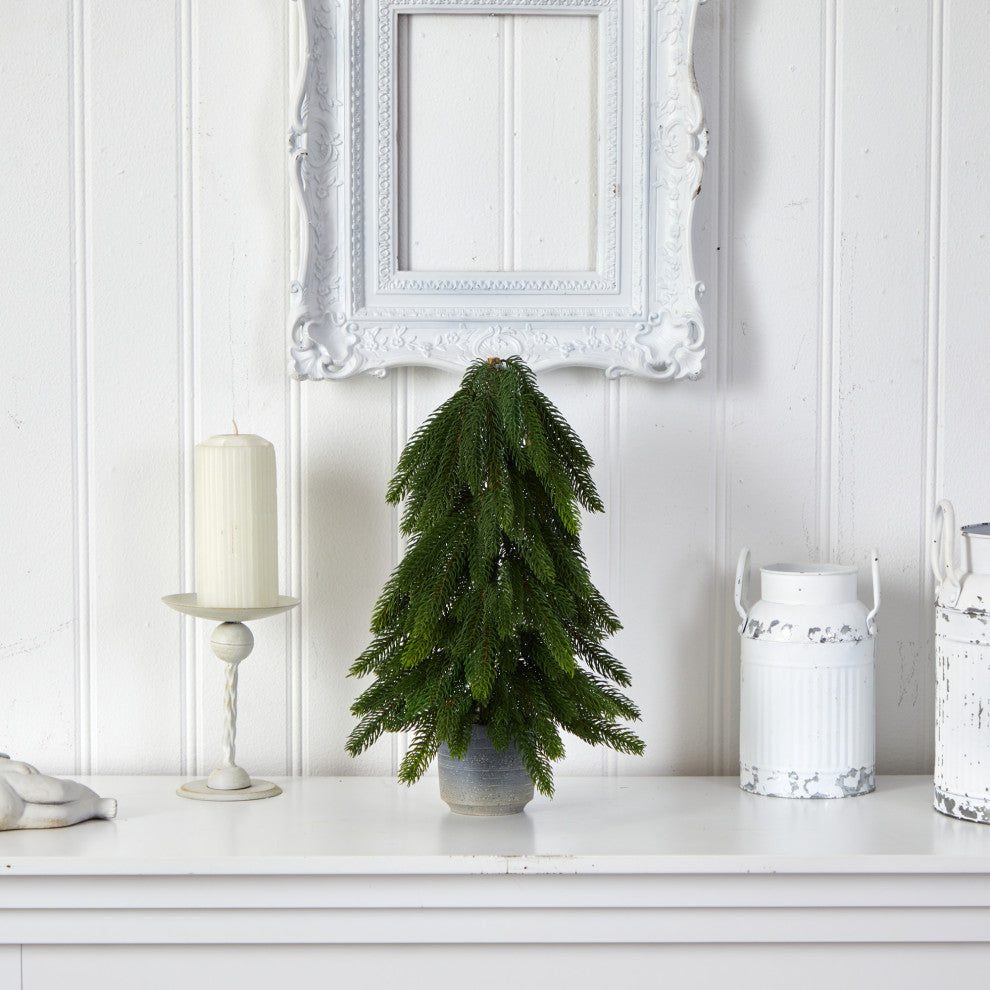 17" Christmas Pine Artificial Tree, Decorative Planter