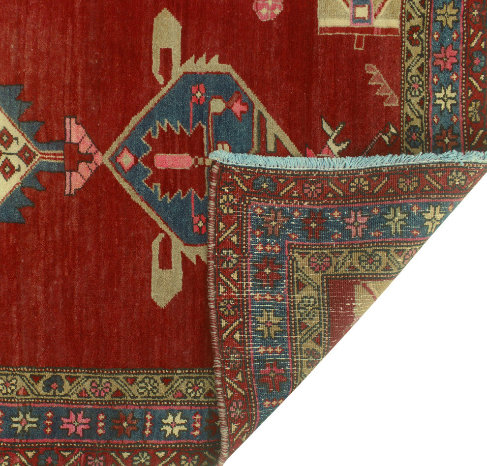 Fine Vintage Distressed Adilynn Red/Blue Runner, 3'6x10'10