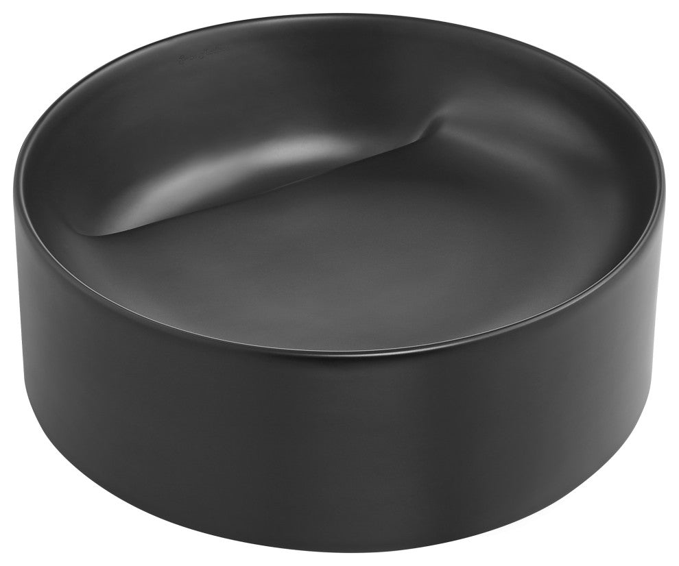 Beau 16.5" Round Vessel Bathroom Sink, Matte Black