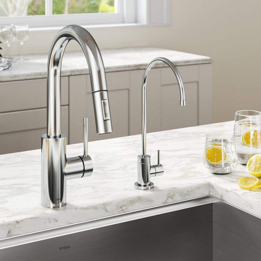 Oletto Pull-Down 1-Hole Kitchen Faucet, Chrome, Water Dispenser Ff-100