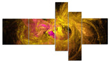 Golden Fractal Abstract Illustration, Abstract Canvas Print, 60"x32", 5 panels